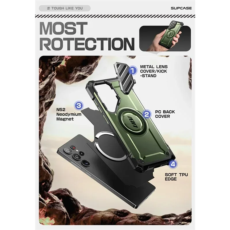 For Samsung Galaxy S25 Ultra Case SUPCASE UB Mag XT Heavy Duty Rugged Strong Magnetic Phone Case with Camera Cover Kickstand