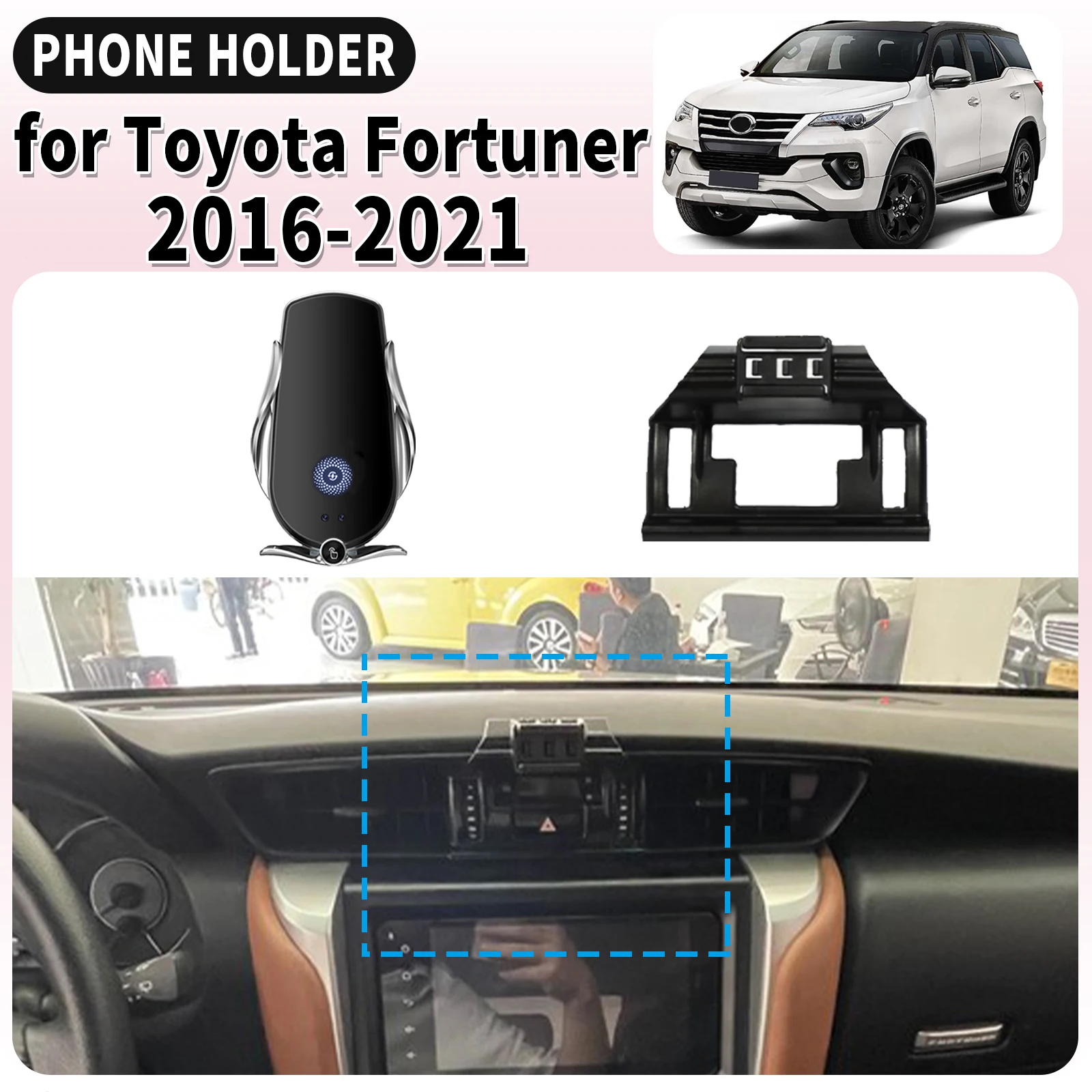 fit for Toyota Fortuner 2016 2017-2021 Screen Base Mount Phone Holder Dedicated Clip-On Navigation Bracket Car​​ accessoires