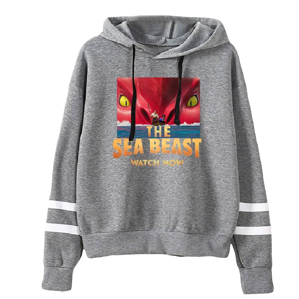 Hoodie Unisex The Sea Beast, Pocketless, Barras Paralelas, Moletom de manga, Pulôver encapuzado, Roupas Anime Americano