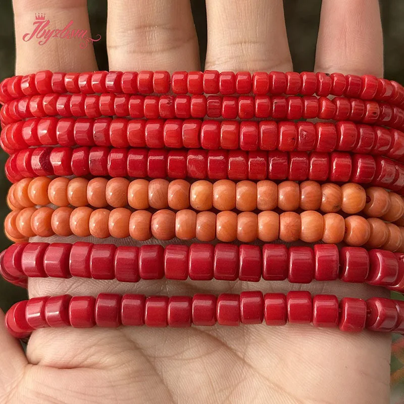 

Natural Coral Button Stone Beads DIY Spacer Strand 15Inches 2x4/4x6/5x7mm For Jewelry Making Necklace Bracelets Free Shipping