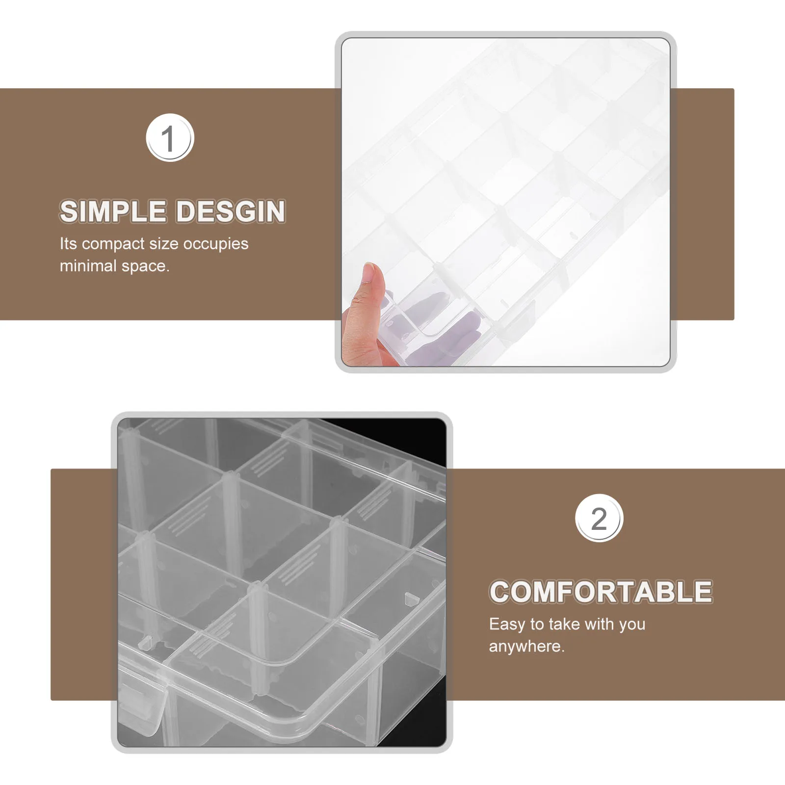 

Transparent 15 Grid Storage Box Hardware Accessories Beads Electronic Components Detachable Compact ganizer Craft Tool Small