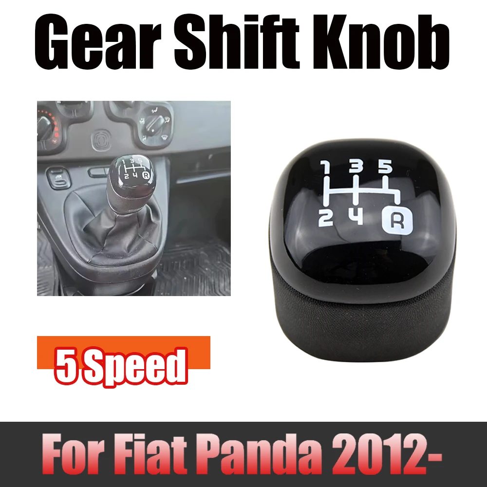 Leather Gear Shift Knob For Fiat Panda 2012 Manual 5-Speed Parts Shifts Lever Knob