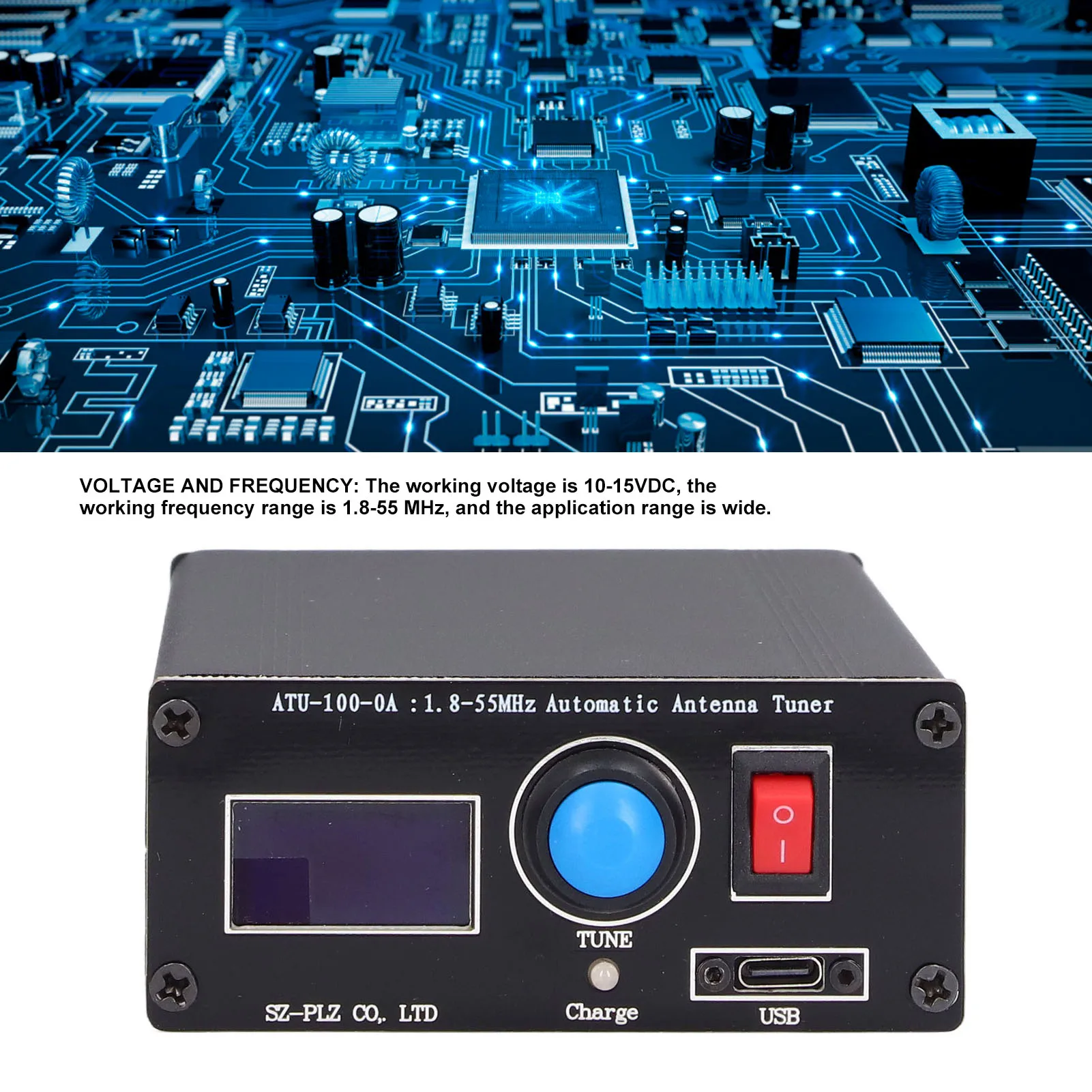 

ATU‑100 USB Charging Antenna Tuner Mini Automatic Antenna Tuner 0.96in Display USB Charging Radio Tuner 1.8‑55Mhz ATU‑100