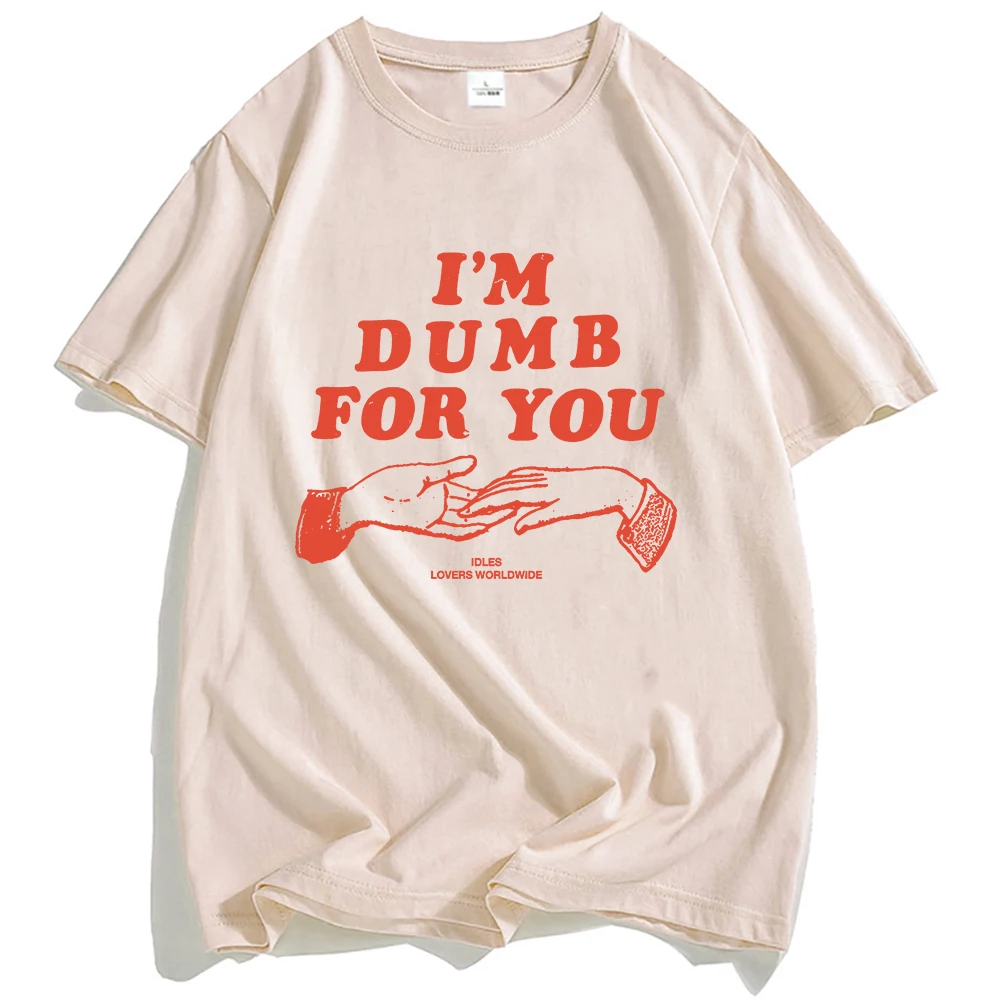 IK BEN DUMB VOOR U RINGER T-SHIRT IDLES Punk Band T-shirts Unisex Hip Hop Streetwear Zomer Katoen Casual Mannen T-shirt Grafische Tees