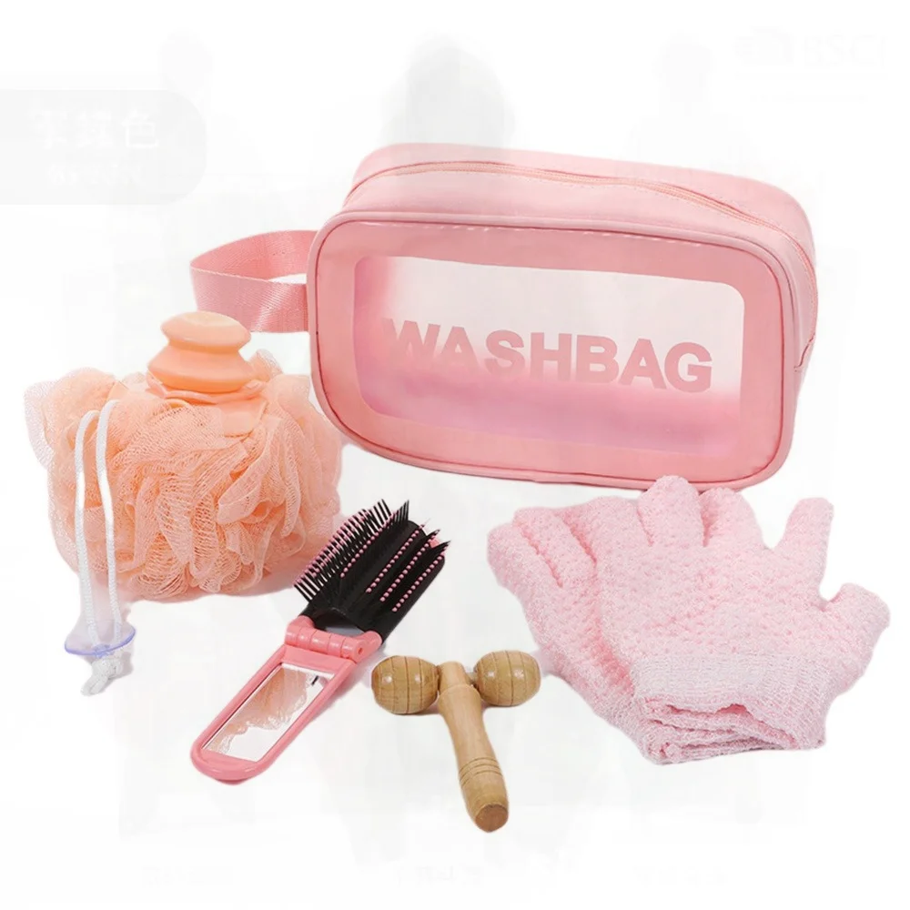 

Portable Bath Travel Kit Simple Gift Set - Wash Bag with Cross-border Holiday Supplies Small Black/Pink Toiletry Bag 4-7 Piece