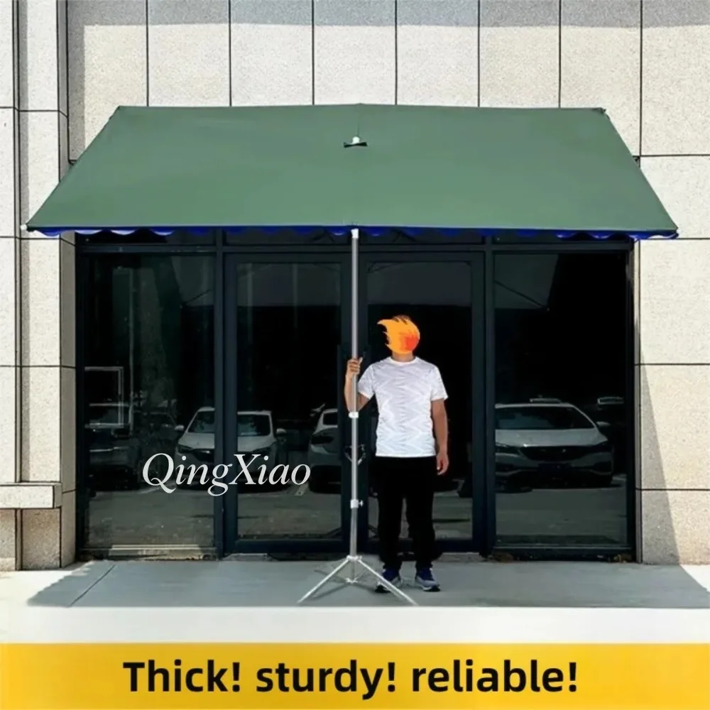 Waterproof Anti-UV Side Tilt Patio Umbrella Foldable Sun Canopy with Tripod Base Outdoor Stall Store Front Door Shade Awning