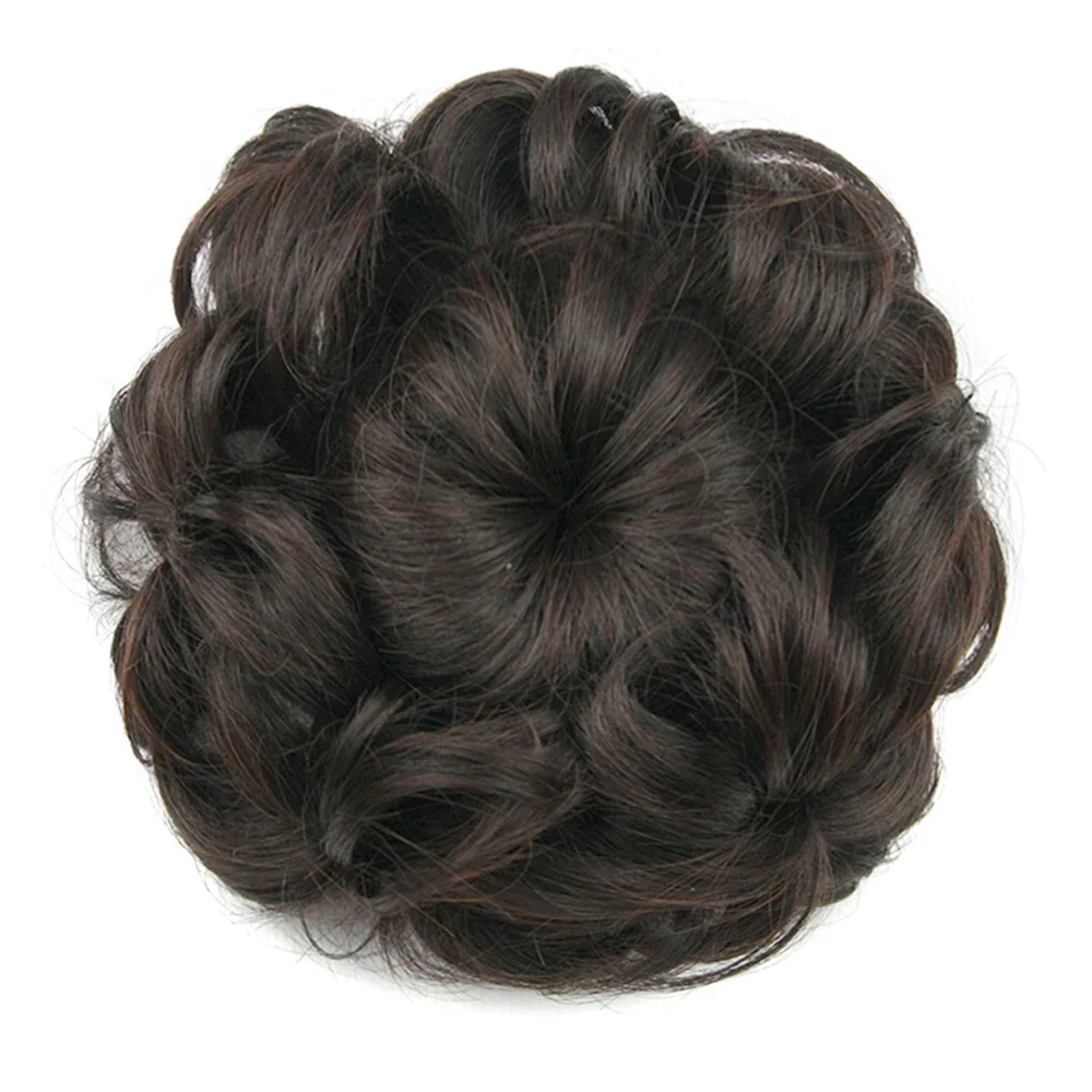 Soowee Synthetic Hair Scrunchies Curly Hair Chignon Rubber Band Hair Bun Donut Hair Roller Hairpieces for Women