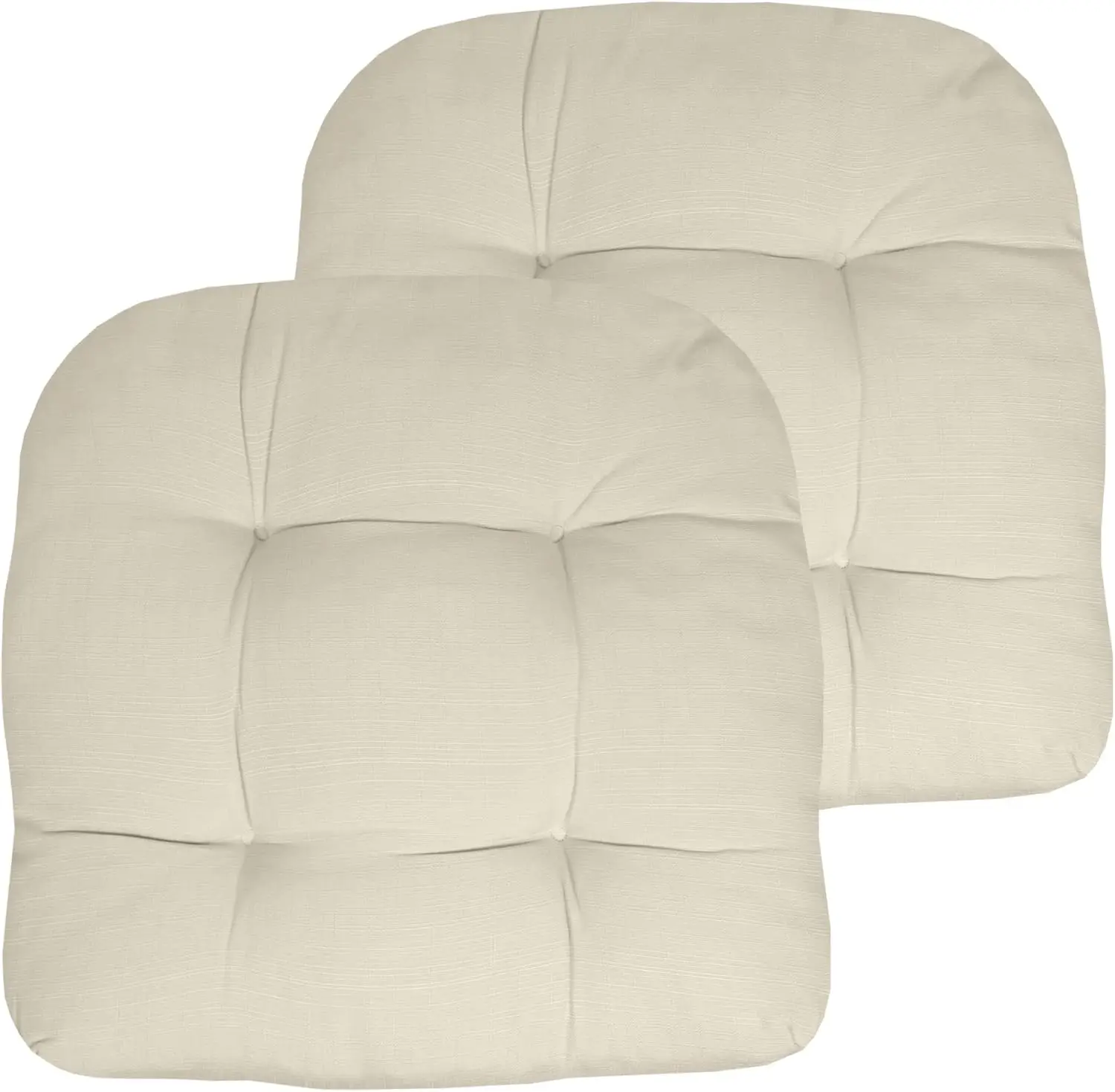 

Patio Chair Cushions Outdoor Seat Pads Thick Tufted 19x19x5 Cream 2 Pack