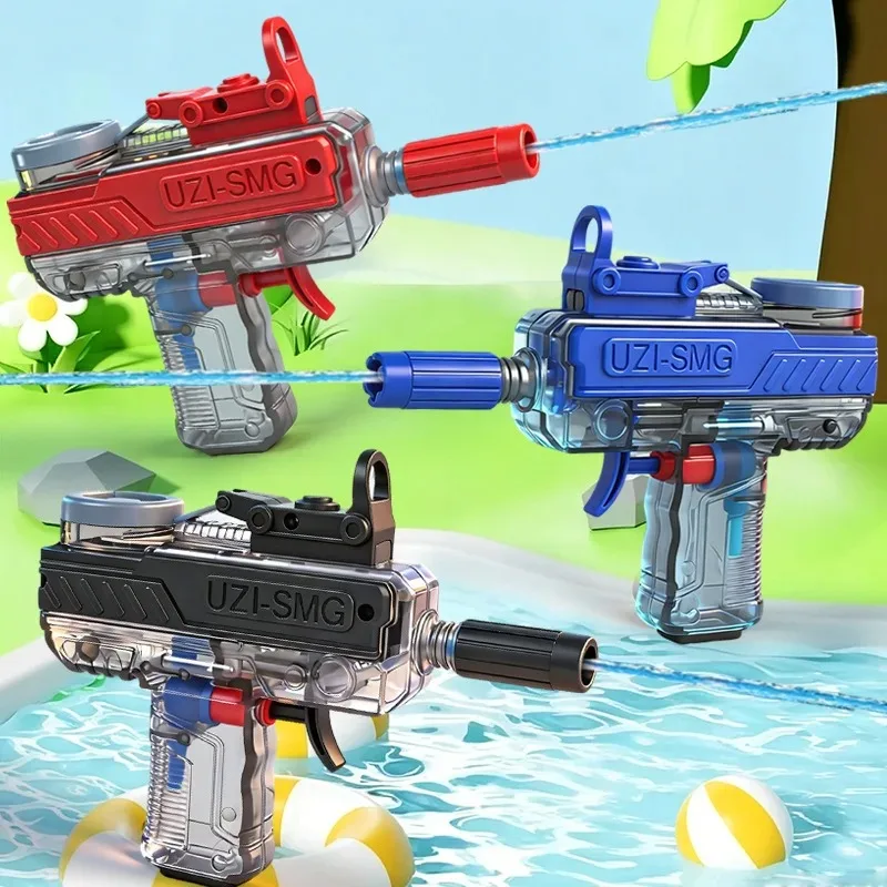 Linked pump-action squeeze water gun, kids beach splash toy, boys girls summer battle squirt gun for outdoor fun