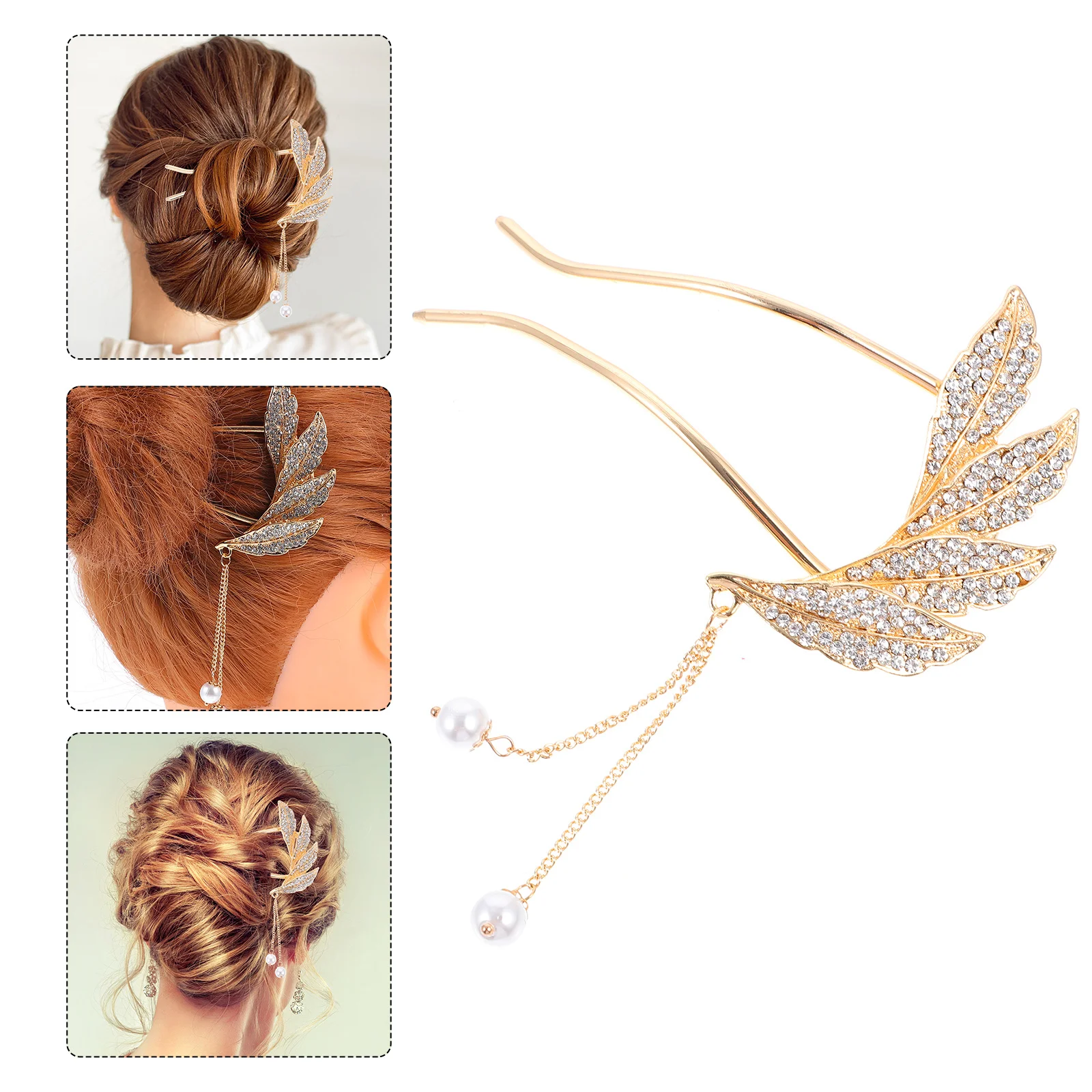 

Elegant Pearl Clip Zinc Alloy Hairpin For Women Party Wedding Banquet Daily Wear Tassel Hairpin U-Shaped Hair Clamp Hair