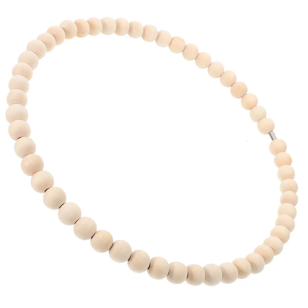 

Wood Bead Accent Wreath Craft Kit for Farmhouse Door Decor Natural Beaded Ring DIY Holiday Party Decoration Rustic Wedding