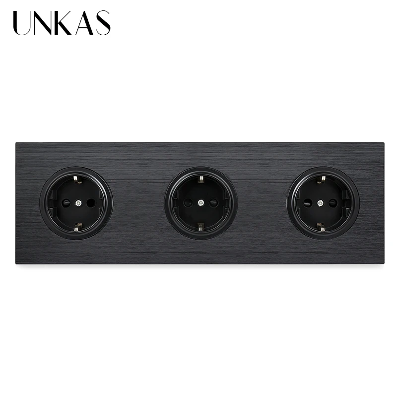 UNKAS A8 Grey EU Standard Wall Power Socket 258MM * 86MM Colourful Black Gray Plastic Panel Outlet Modules DIY Free Combination