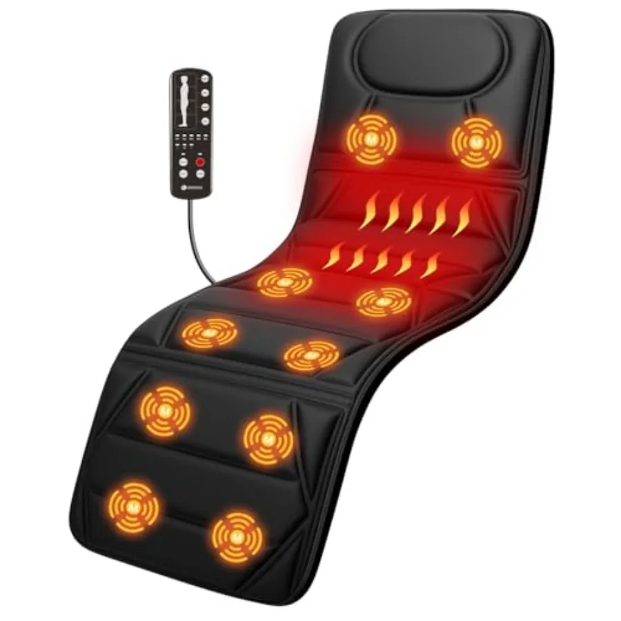 

Массажный коврик для всего тела с подогревом, массажер для спины для дивана и кровати, подарки на день рождения для папы, мамы, женщин, мужчин, 10 вибромоторов, массажный коврик с вибрацией, размер M