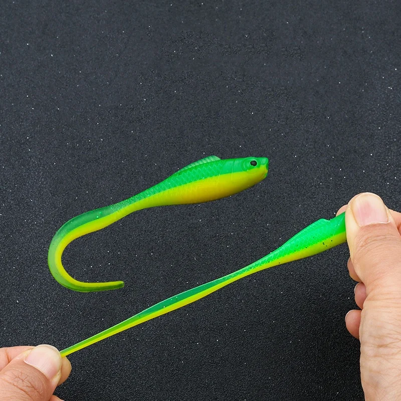 Angelköder, Sichelschwanz, weicher Köder, 5,5 cm, 6,5 cm, interne Laser-Pailletten, zum Fügen von Salz, Fischgeruch, Wurm, Kunstköder, Lot 6 Stück – Detail 12