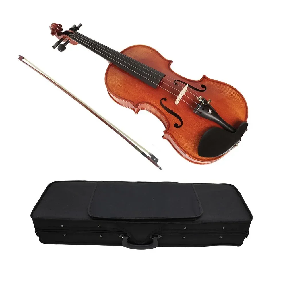 4/4 Acoustic Violin Fiddle Spruce Wood Front Board Flame Maple Backboard For Beginner Student Performer With Violin Case Shoulde