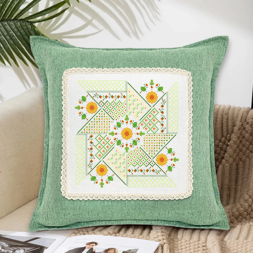 DIY Embroidery Pillow Covers Kit Colorful Threads Cross Stitch Kits fCross Stitch Pillow Sham Cross Stitch Throw Pillowcase