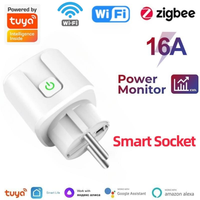 Tuya Zigbee WiFi Smart Plug 16A EU Smart Socket Outlet with Power Monitor Timer Function App Remote Work with Alexa Google Home