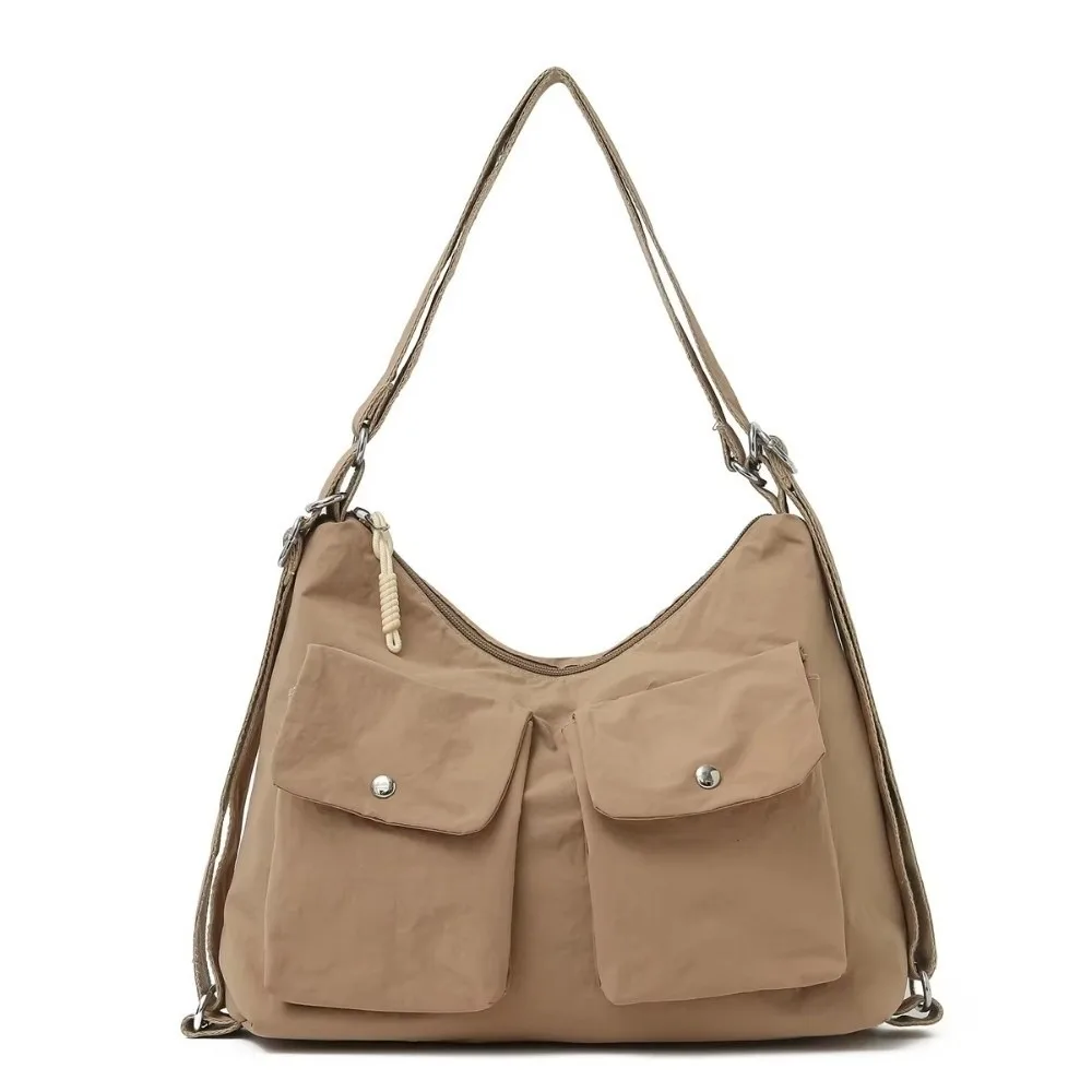 

Нейлоновая сумка через плечо большой емкости Harajuku, водонепроницаемая мужская сумка на плечо, корейский стиль, холщовый рюкзак с несколькими карманами, студенческий рюкзак