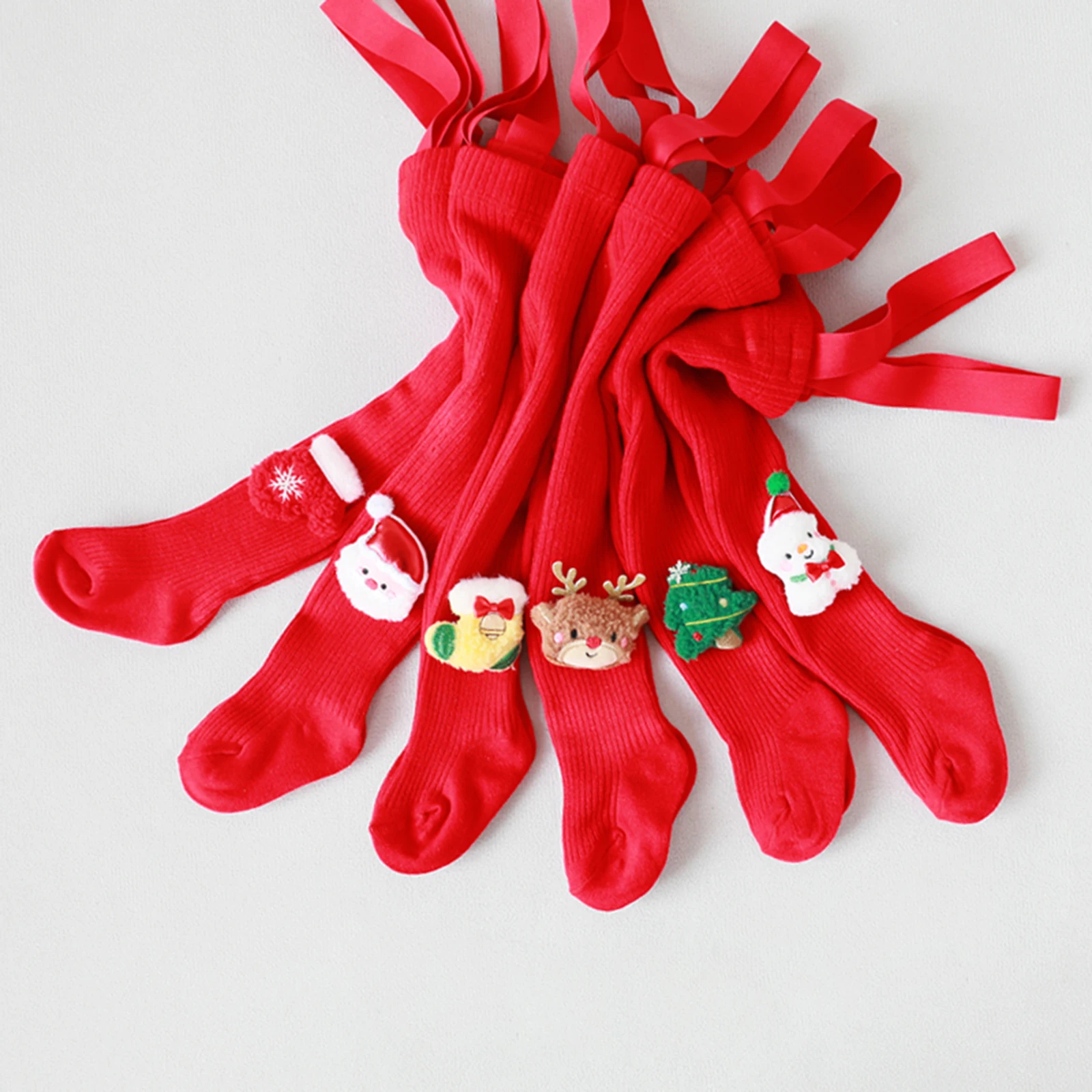 Infant Baby Girls Christmas Suspender Leggings Versatile Spring Autumn Full Length Elastic Tights Pantyhose Socks