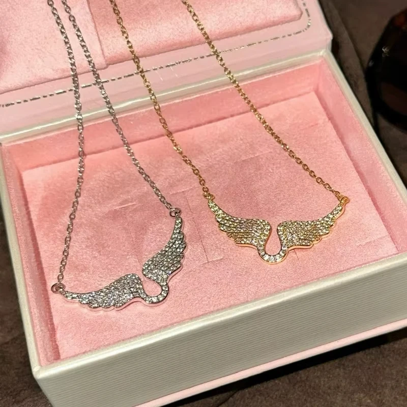 Angel Wings Sexy Necklace Fashion Sparkling Wing Collarbone Chain Elegant Jewelry Accessory for Women Wedding Party Choker