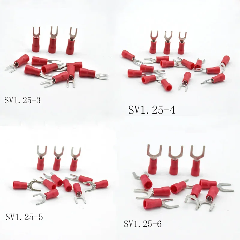 50pcs SV1.25-3/4/5/6/8 crimp terminal Furcate Terminal Cable Wire Connector Insulated Wiring Terminals electrical Lug