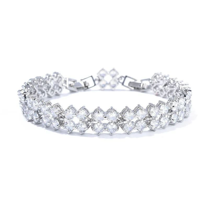 

HIBRIDE New Daily Double Layer Round Bracelet Light Luxury Women's Clothing Jewelry for Nigeria Wedding Holiday Gift Travel B177