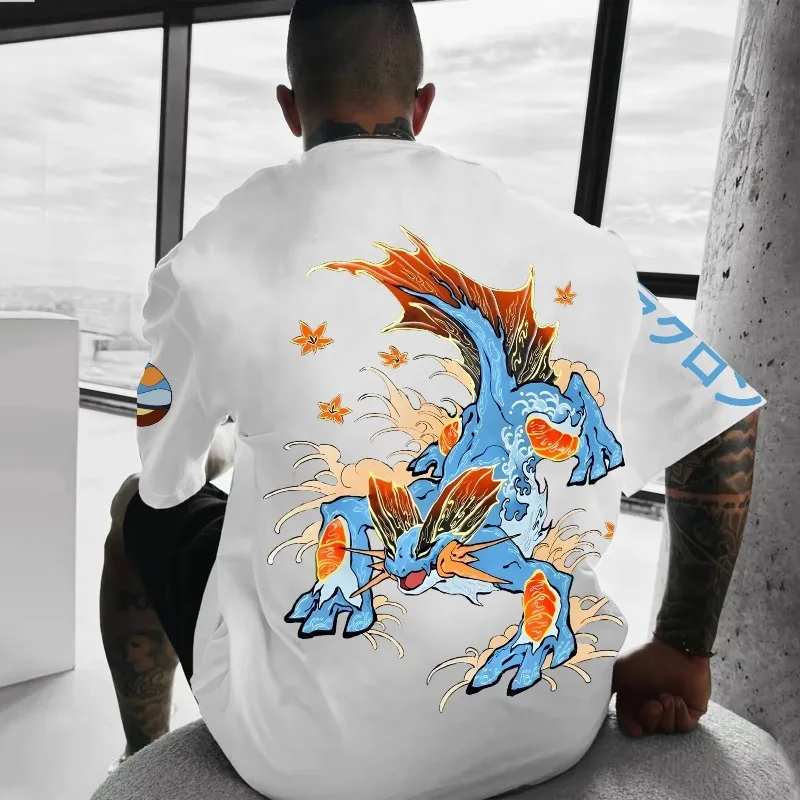 Pokémon Co-branded T-shirt met print 2025, zomer nieuwe heren streetwear losse casual trend veelzijdige kinderkleding voor ouders en kinderen