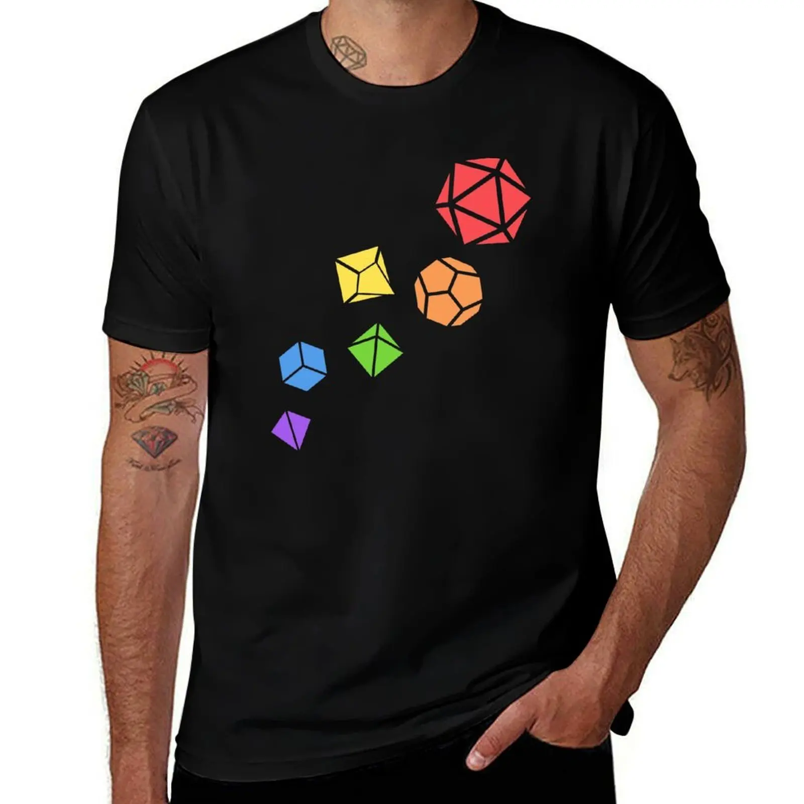 Polyhedral Dice Set Rainbow Tabletop RPG T-Shirt Big and Tall Short Sleeve Tee T-Shirt