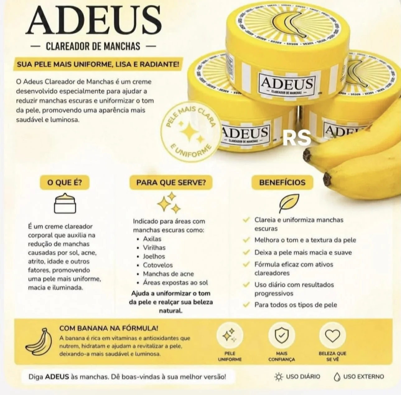 Body Care Moisturizer Duo Nourishing Firming Improve Skin Banana Blemish Wrinkles Marks Cream ADEUS Dark Spot Correcting Cream view 6