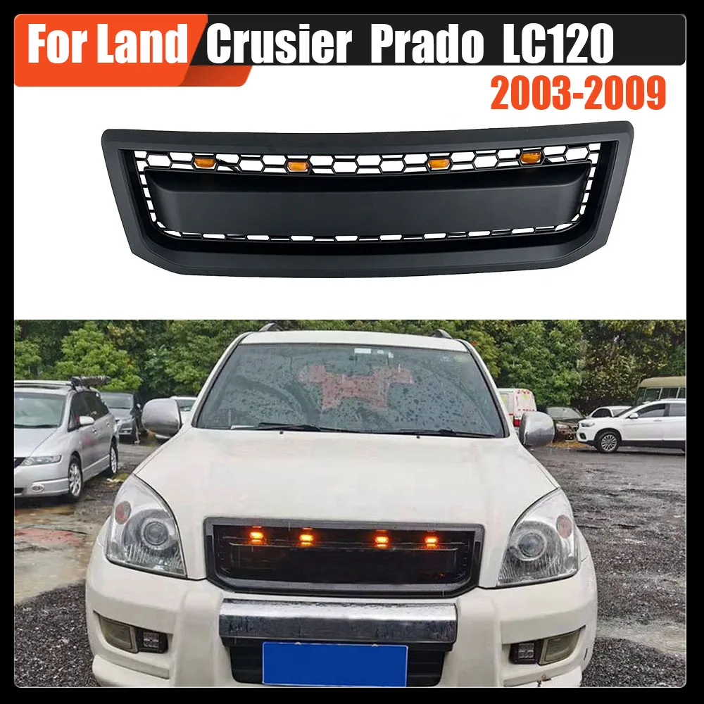 

Fit For Land Crusier Prado LC120 2003-2009 Modified Front Racing Grille Car Grills ABS Mask With Lights Auto Exterior Parts
