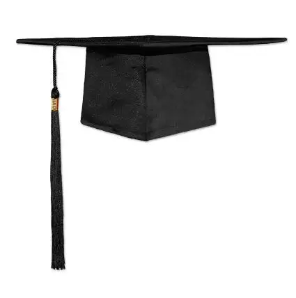 Boné de médico tutor, 25x25cm, preto, preto, ouro, para a escola, graduação