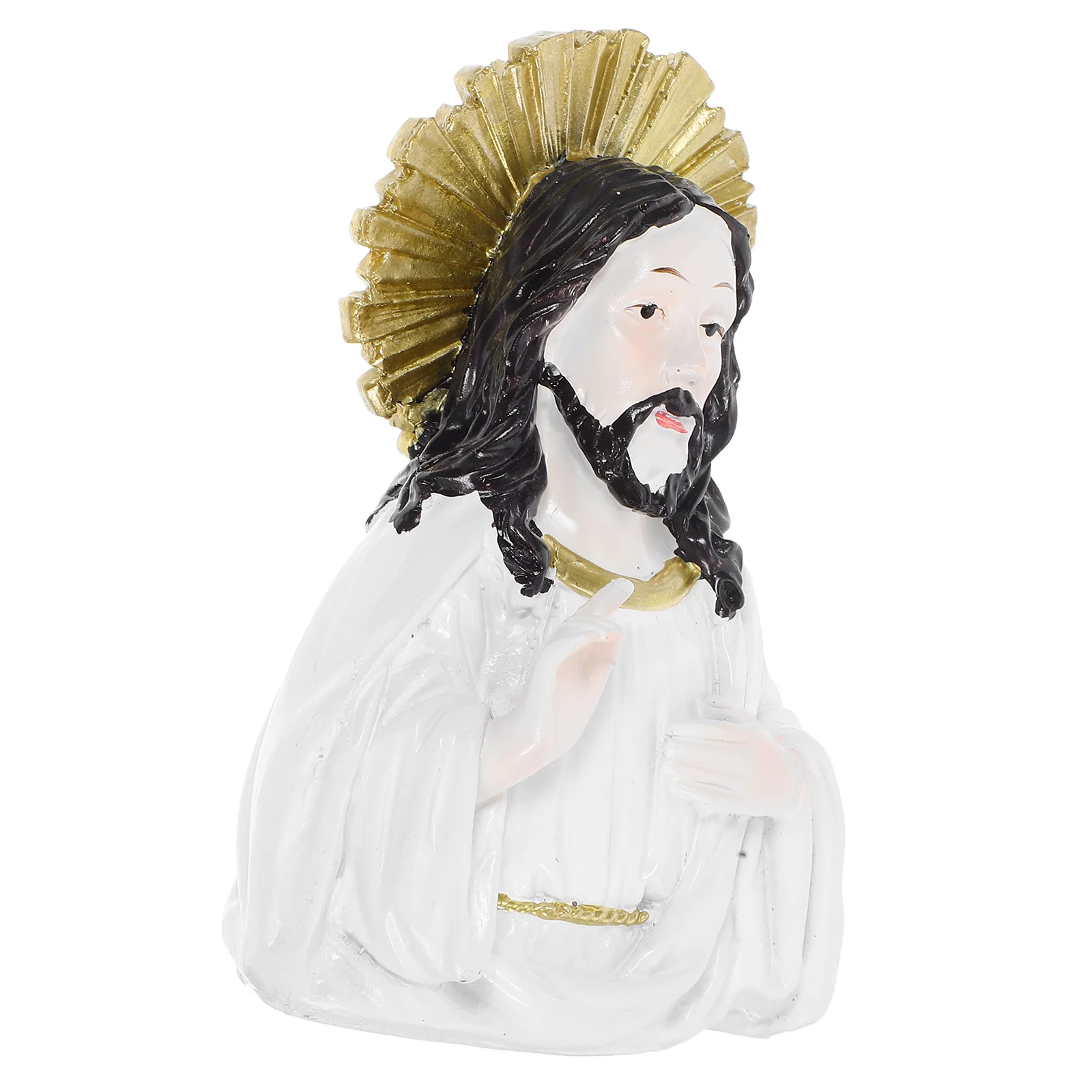 

Resin Jesus Bust Statue Half Sculpture for Religious Easter Catholic Holiday Decor Inspirational Small Jesus Ornament
