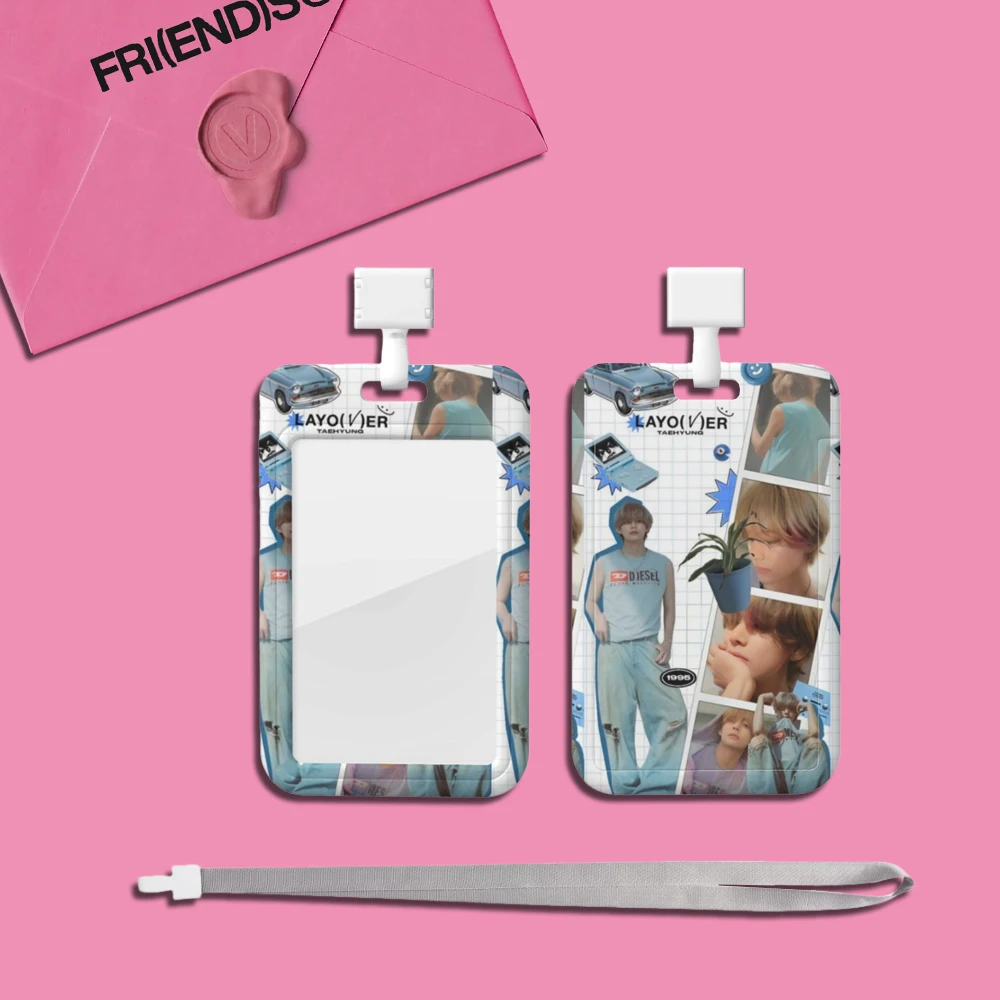 Kpop Merch Photocard Holder Photo Sleeves ID Card Holder Idol LAYOVER FRIENDS Album Bus Student With Neck Strap Lanyards