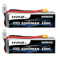 HRB 3S 11.1V Lipo Battery 5200mah RC Lipo 100C Battery with XT60 Connector for 1/10 1/12 RC Car Truck Monster RC Airplane Boat