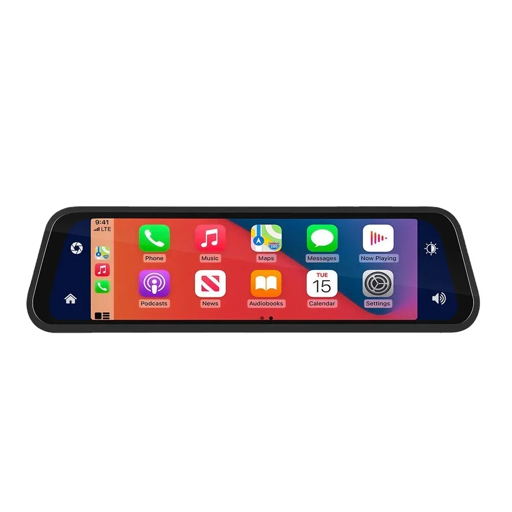 iPoster 9.66in HD CarPlay video recorder dashcam built-in GPS In-Mirror Mounted 1080P Video Player Loop Recording Video Camera