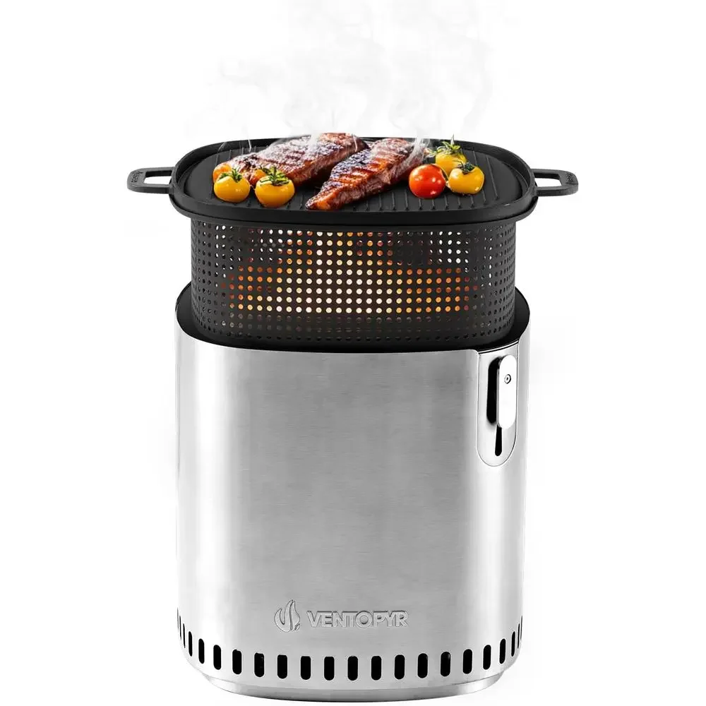 

Smokelire Pit, StainlSteel Stove with Adjustable irepower, Removable Ash Pan, Portable Camping ire Table Wood Burning with Grill