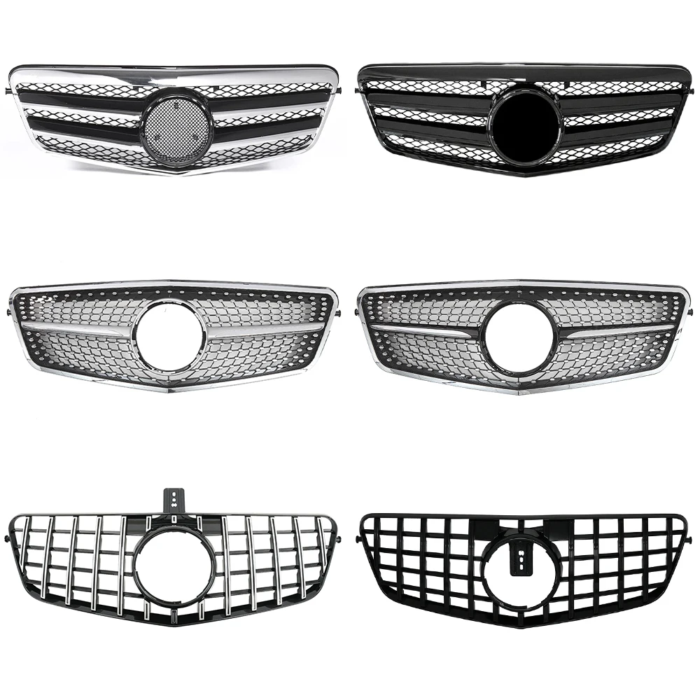 شبكة ممتصة للصدمات على طراز الماس الأسود من الكروم XVIP لسيارة Mercedes Benz W212 E-Class E200 E220 E350 E550 2010-2013 ضبط الشبكات العلوية #2