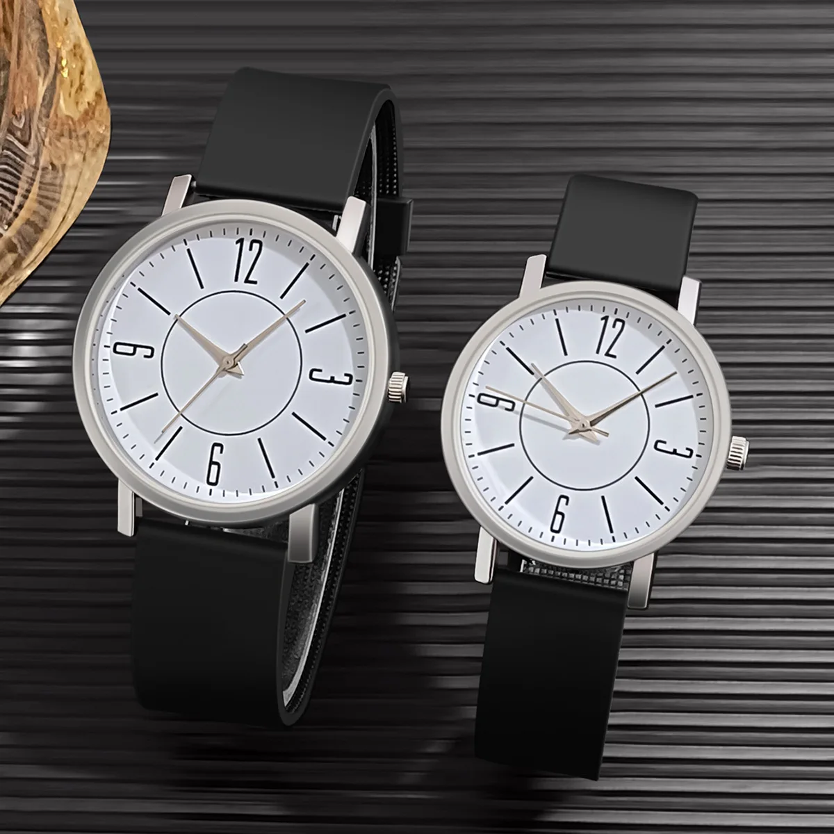 2Pcs Minimalist Casual Daily Watches Clock Couple Watch Wristwatch Men And Women Quartz Analog Watches relogio feminino