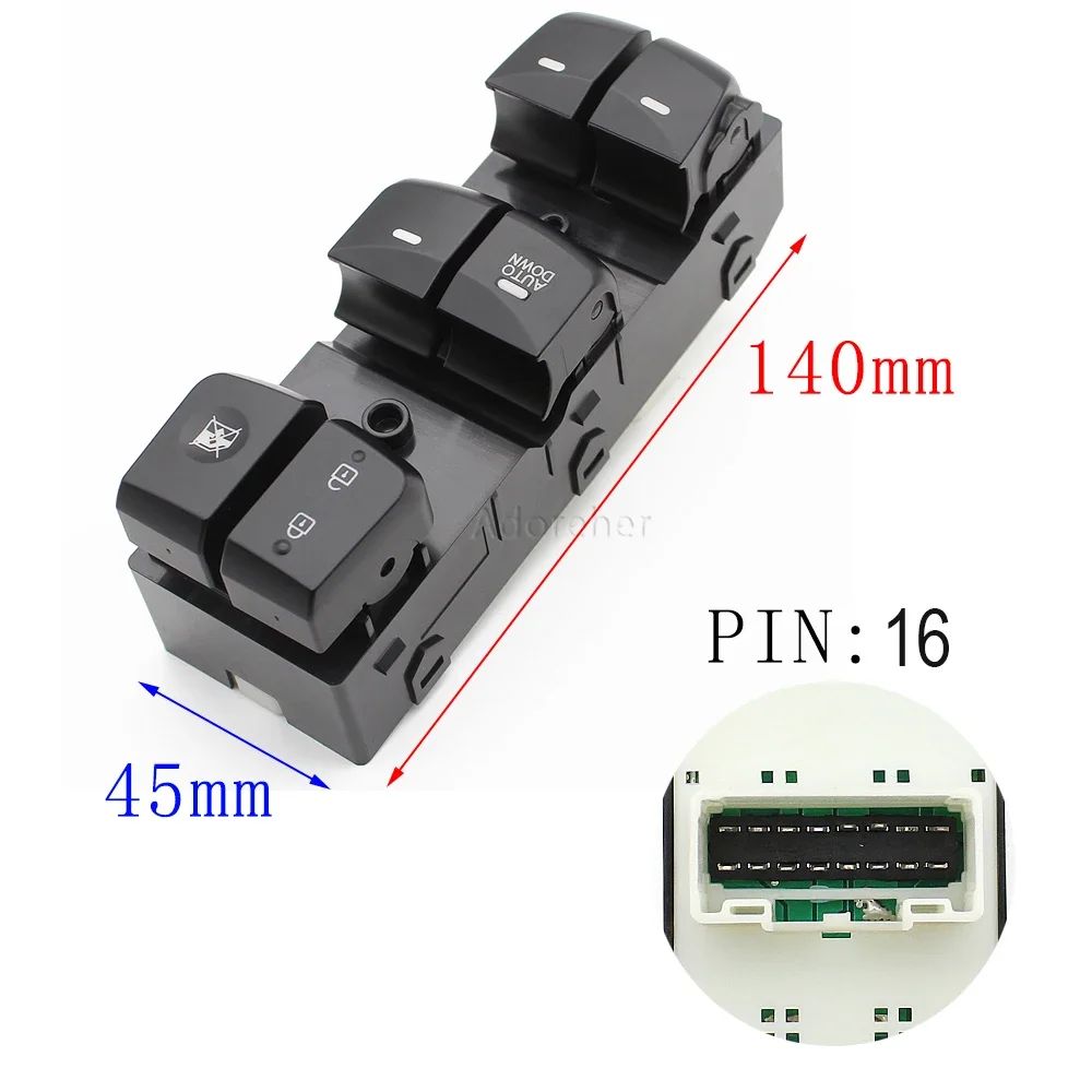 Compatible for Hyundai Elantra 2012 2013 2014 2015 2016 93570-4V000 Electric Power Master Window Control Switch Button Set