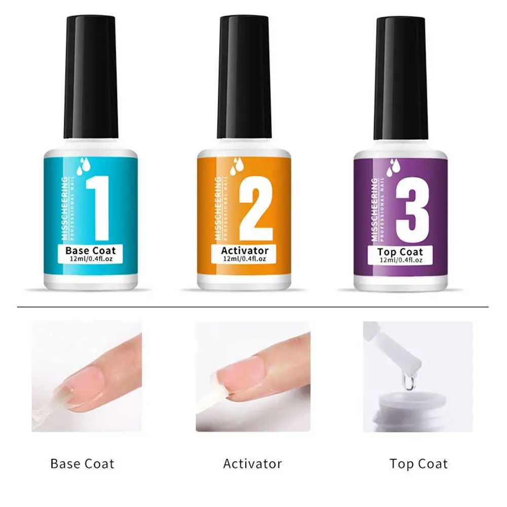 1 szt. Zestaw do manicure w kąpieli: baza, top coat, aktywator, płyn do systemu dipping, starter do zdobienia paznokci, żelowy lakier do paznokci, bez utwardzania