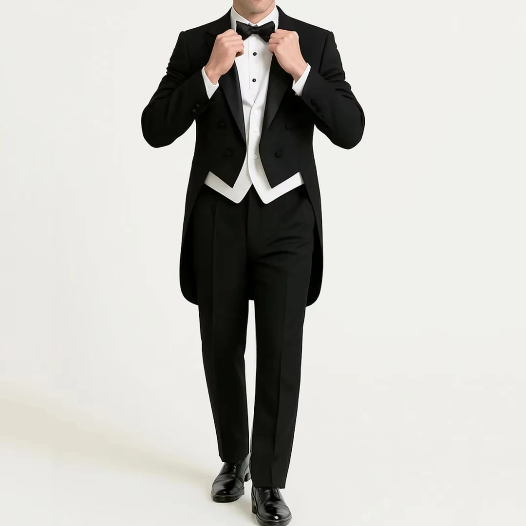 

Мужской костюм-тройка с одной пуговицей и лацканами для свадьбы, банкета, дня рождения, делового мероприятия, тuxedo-комплект: черный пиджак, брюки, белый жилет