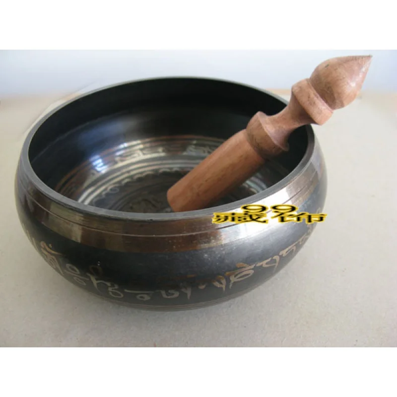 Wholesale Tibet Tantra Copper Six-Word Proverbs Practice Bowl Yoga Bowl Buddha Bowl 7 in Total