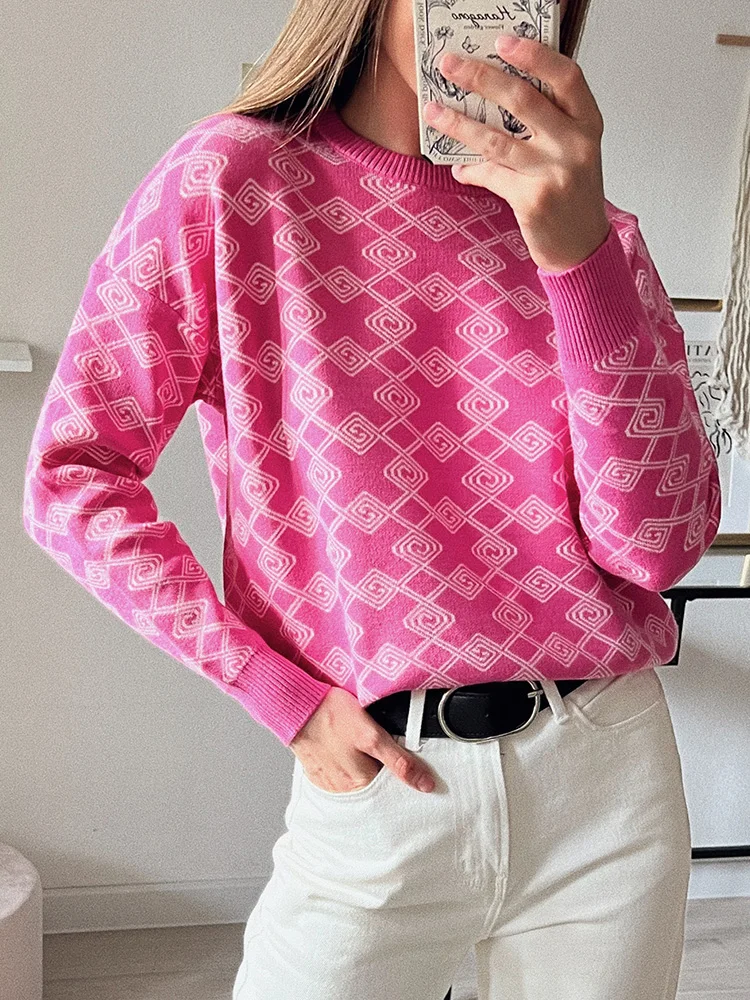 Autumn Winter Women knitted Pullovers 2022 New Fall Jacquard O-neck Thick Warm Women Sweater High quality Casual Sweater