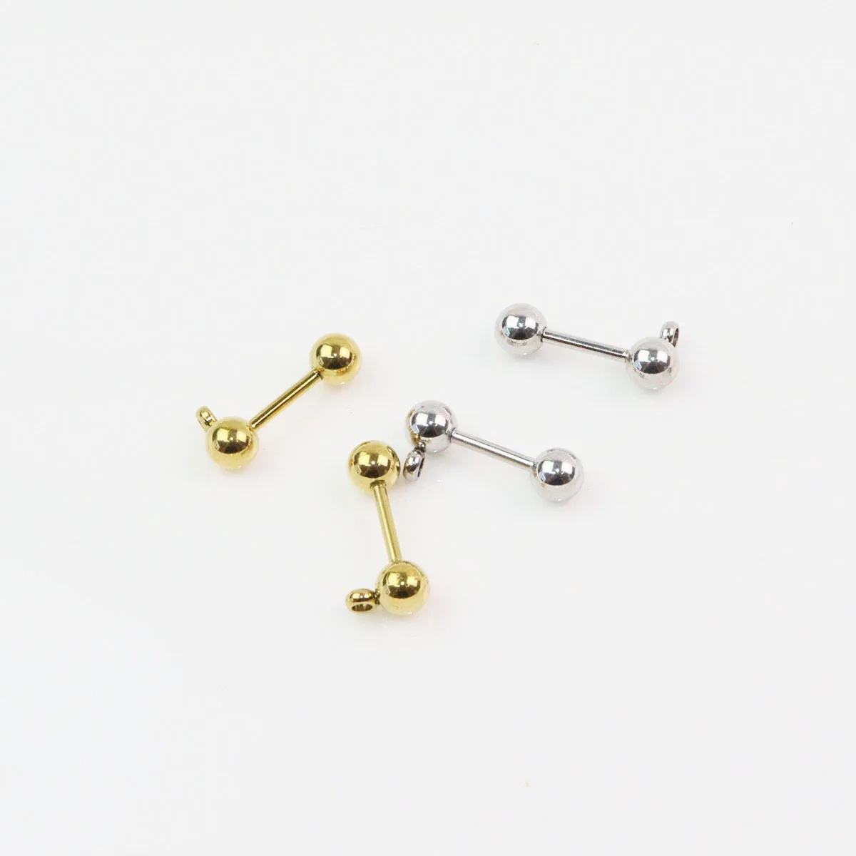 

6 Pcs/3 Pairs Ball Earring Stud Holder Charms DIY Handmaking Fashion Jewelry Vacuum Plated Antiallergic