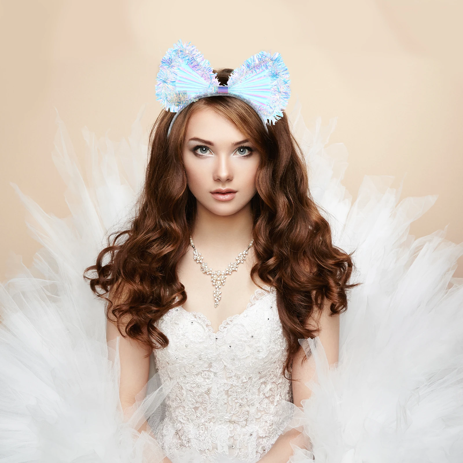 

Glowing Bow Head Hoop Girls Holiday Headbands Tie Plastic Hair for Parties Child