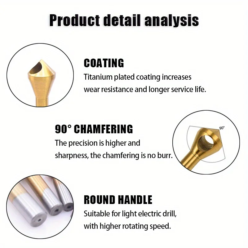 Сверло для снятия фаски с наклонным отверстием из быстрорежущей стали, резак для снятия заусенцев с титановым покрытием, конечный инструмент для удаления алюминиевой пластины, дерева и пластика