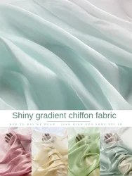 Shiny Chiffon Fabric Gradient By Meters for Dress Cheongsam Clothes Skirts Decoration Diy Sewing Summer Smooth Soft Cloth Green