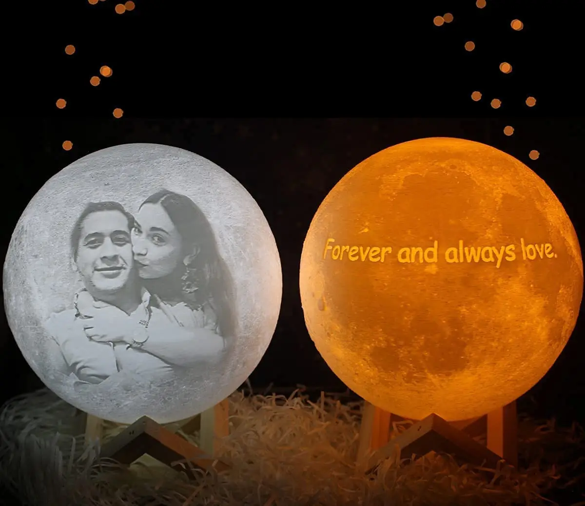 ZK20 Customized Photo Moon Lamp Personalized Kids Wife\'s Gifts Night Light USB Charging Tap Control 2/3 Colors Lunar Light