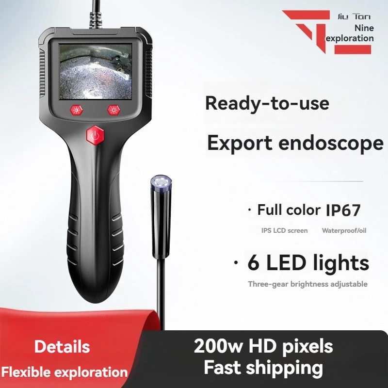 

200W HD Pixel 2.4 Inch IPS Screen Industrial Endoscope Camera 1080P Pipeline Sewer Inspection Borescope IP68 Waterproof