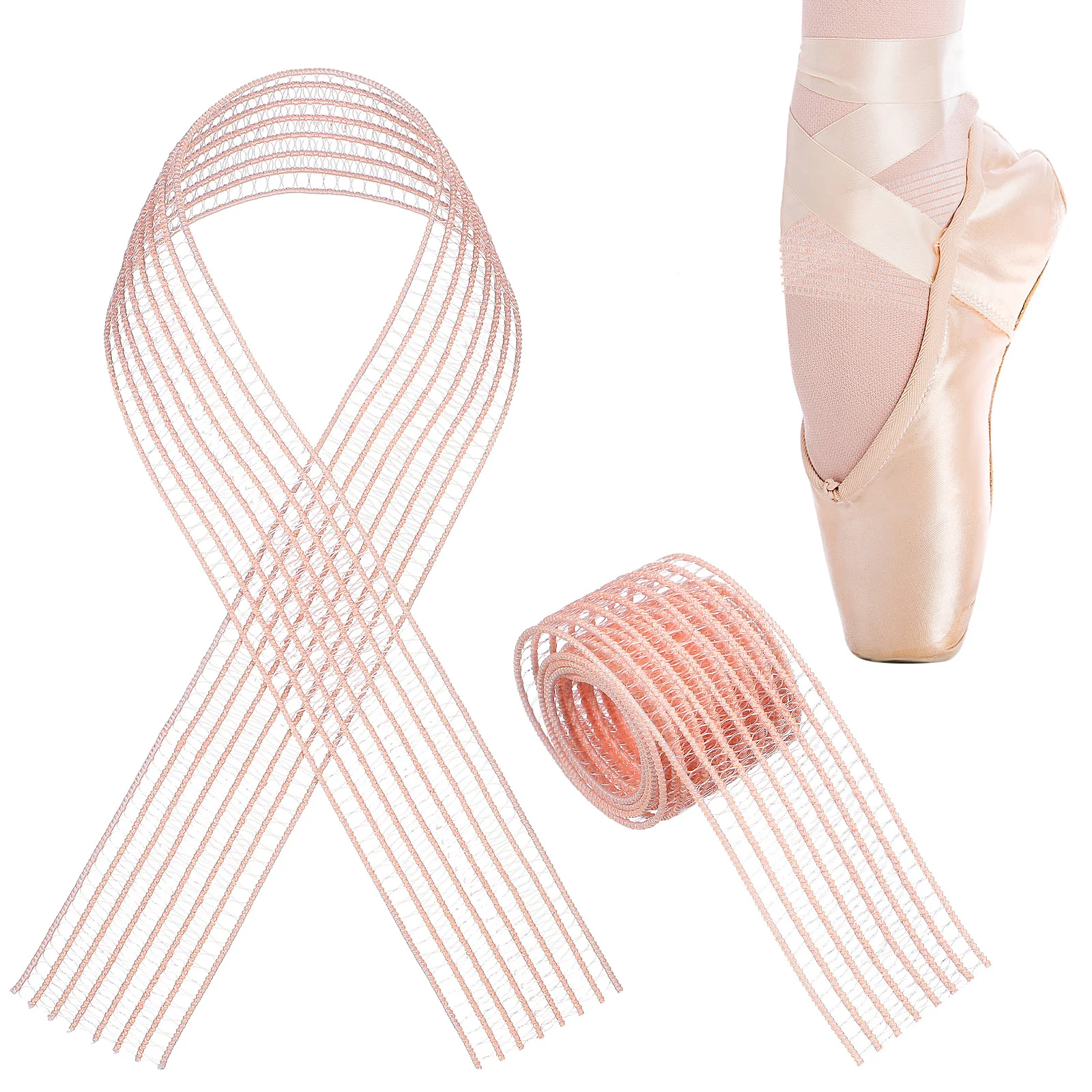 

2Pcs Ballet Shoe Elastic Bands Reinforced Invisible Ribbon Stretch Flexible Band Ballet Pointe Accessories Dancing Shoe Ribbon